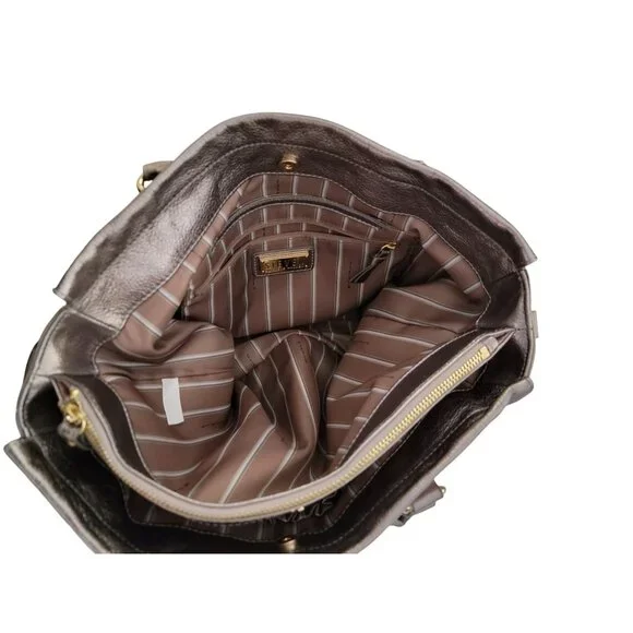 Steven By Steve Madden Metallic Tote Bag With Dual Handles & Zipper Accents - Picture 5 of 8